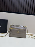 Chanel Quilted Taupe Shoulder Bag with Gold-Tone Chain