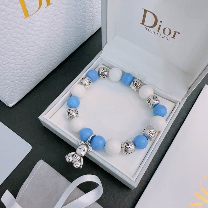 Dior Blue & White Beaded Charm Bracelet