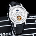 Automatic Skeleton Moonphase Watch with Crystal-Set Bezel