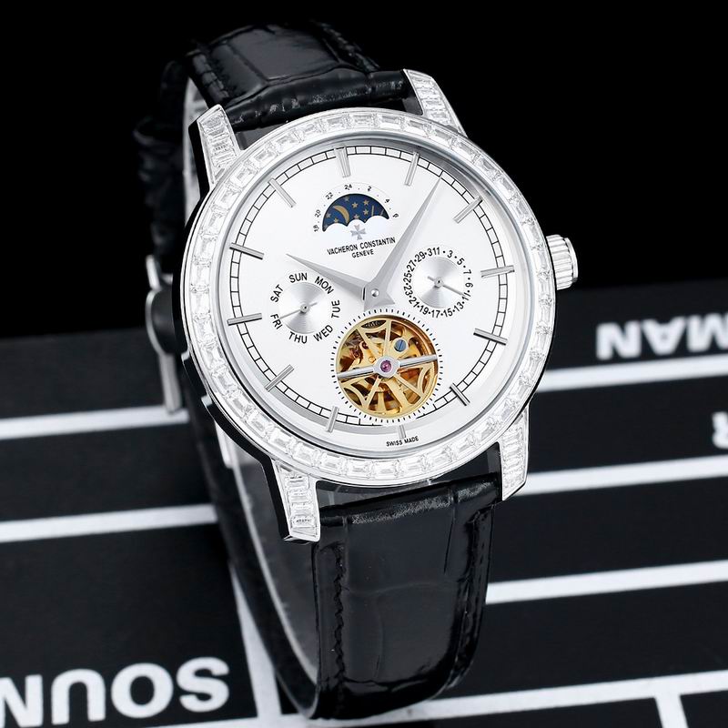 Automatic Skeleton Moonphase Watch with Crystal-Set Bezel